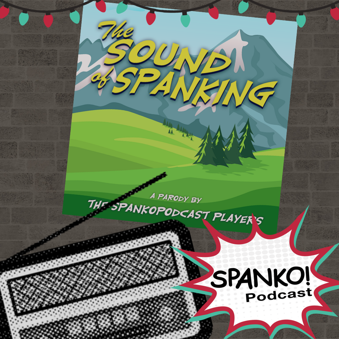 An Old Radio with a poster for "The Sound of Spanking" as performed by The SpankoPodcast Players